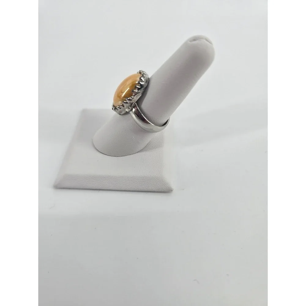 Unbranded Statement Ring Women Size 8 Cocktail Amber Orange Cabochon EUC